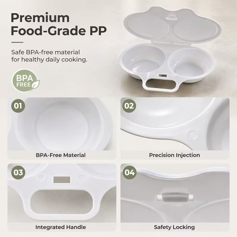 🥳2026 HOT SALE🥳💞50K+ SOLD! 🥗🎁 50% OFF! Microwave Egg Poacher——Dual‑cavity, non‑stick & easy clean. Healthier than frying – stock up & save! 🏠✅