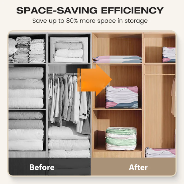 🥳💞50K+ SOLD!🧳💨 No‑Pump Vacuum Storage Bags – Press & seal, no pump needed. Saves 80% space, keeps clothes dry & dust‑free. Perfect for bulky bedding & off‑season gear. 🛏️🗄️