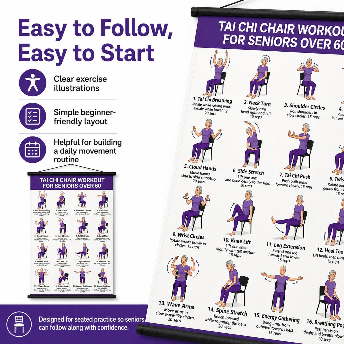 Tai Chi Workout Poster for Seniors