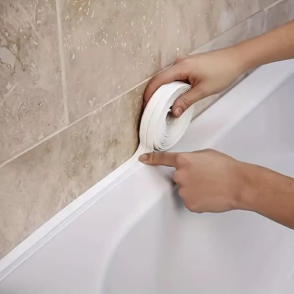 🚰 Self-Adhesive White Caulk Tape – Waterproof Sealant Strip