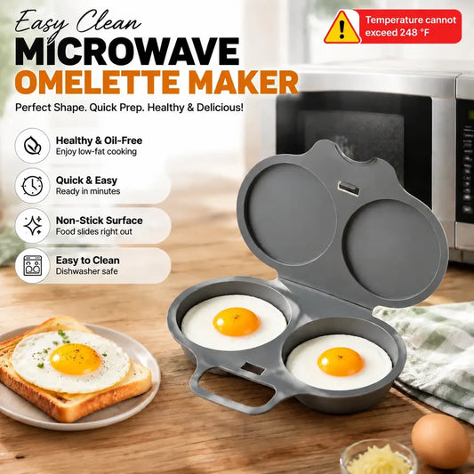 🥳2026 HOT SALE🥳💞50K+ SOLD! 🥗🎁 50% OFF! Microwave Egg Poacher——Dual‑cavity, non‑stick & easy clean. Healthier than frying – stock up & save! 🏠✅