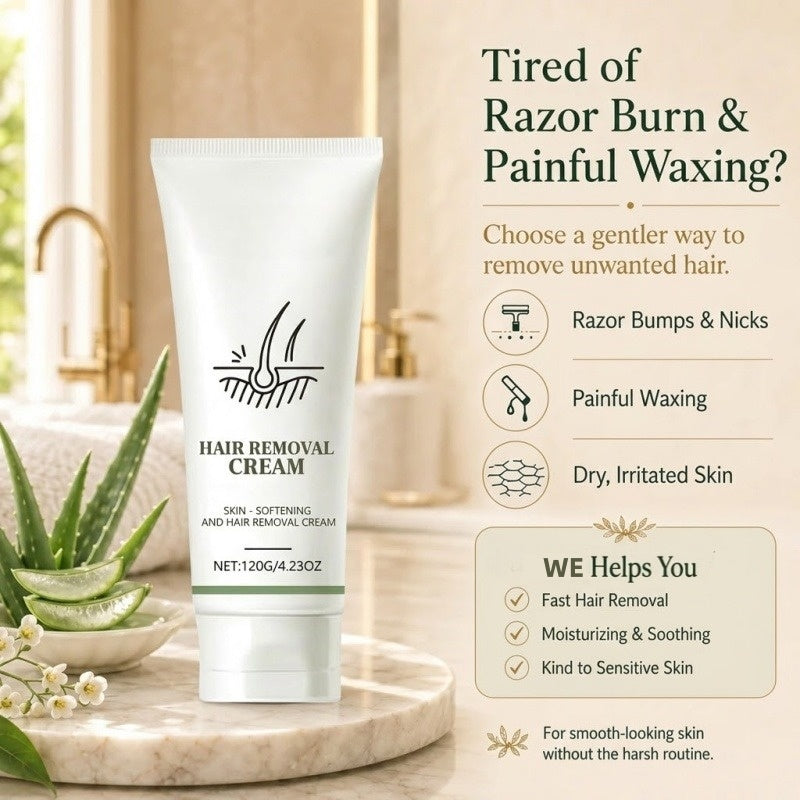 Natural Gentle Hair Removal Cream | For Women & Men, Sensitive Skin