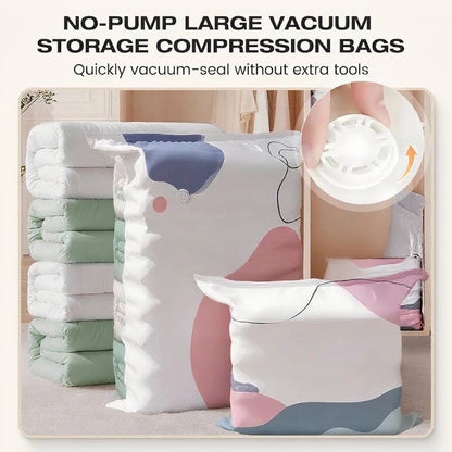🥳💞50K+ SOLD!🧳💨 No‑Pump Vacuum Storage Bags – Press & seal, no pump needed. Saves 80% space, keeps clothes dry & dust‑free. Perfect for bulky bedding & off‑season gear. 🛏️🗄️