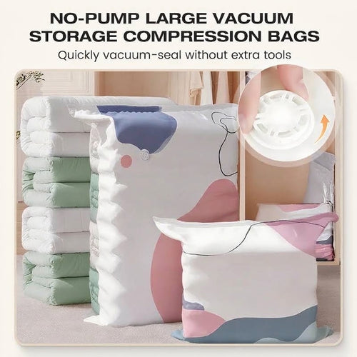 🥳💞50K+ SOLD!🧳💨 No‑Pump Vacuum Storage Bags – Press & seal, no pump needed. Saves 80% space, keeps clothes dry & dust‑free. Perfect for bulky bedding & off‑season gear. 🛏️🗄️
