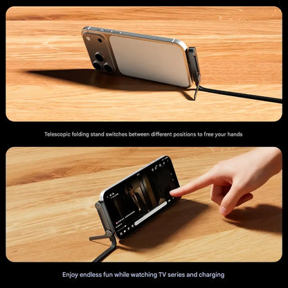 Invisible Holder Charger Cable with Stand ⚡ 240W Super Fast 2-in-1 Charging Cord 📱