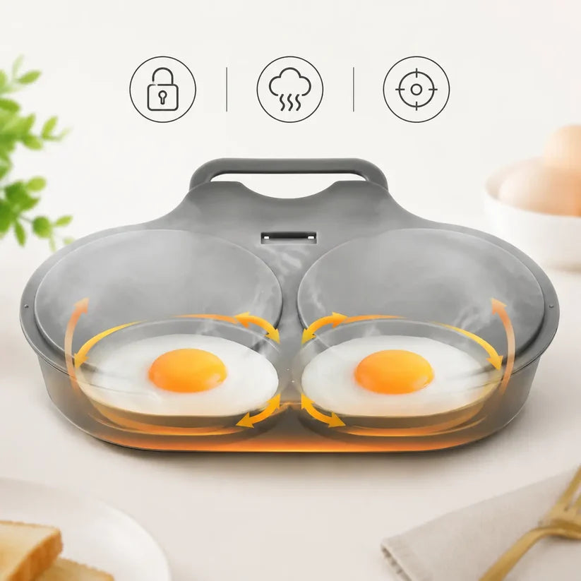 🥳2026 HOT SALE🥳💞50K+ SOLD! 🥗🎁 50% OFF! Microwave Egg Poacher——Dual‑cavity, non‑stick & easy clean. Healthier than frying – stock up & save! 🏠✅