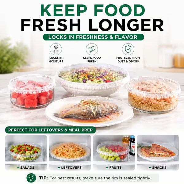 100PCS Disposable Stretch Food Covers for Bowls & Plates, Elastic Bowl Covers