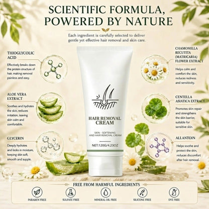 Natural Gentle Hair Removal Cream | For Women & Men, Sensitive Skin