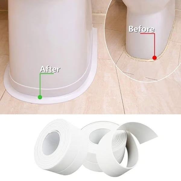 🚰 Self-Adhesive White Caulk Tape – Waterproof Sealant Strip