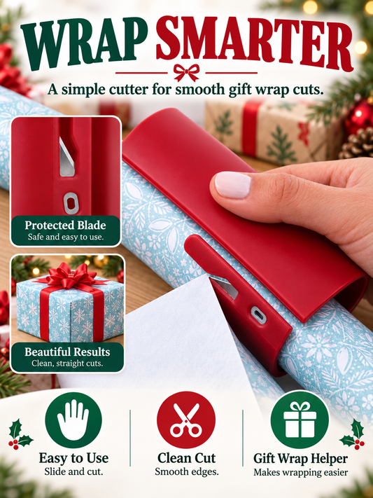 🔥 Christmas 50% OFF🎁Easy-Glide Gift Wrap Paper Cutter Set for Fast, Clean & Straight Cuts✂️