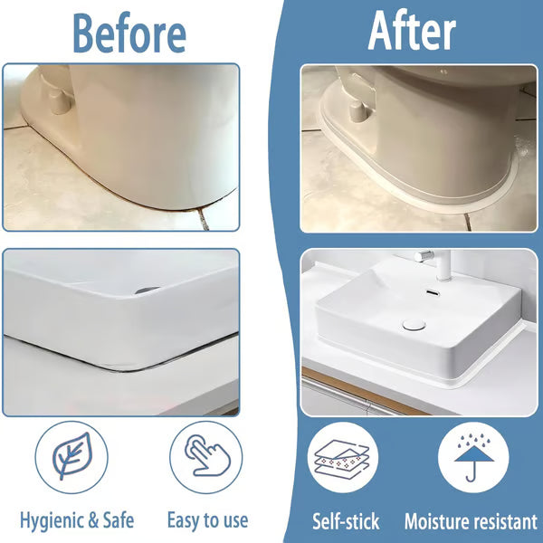 🚰 Self-Adhesive White Caulk Tape – Waterproof Sealant Strip