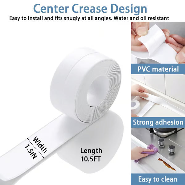 🚰 Self-Adhesive White Caulk Tape – Waterproof Sealant Strip