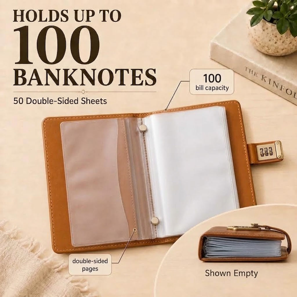 Locking Banknote Collection Booklet | Holds 100 Bills