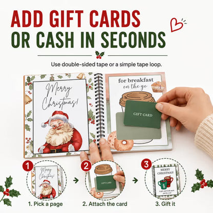 🎄📚Christmas Gift Card Book - 🎁Surprises On Every Page📚Hardcover & Durability Line