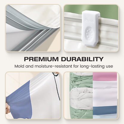 🥳💞50K+ SOLD!🧳💨 No‑Pump Vacuum Storage Bags – Press & seal, no pump needed. Saves 80% space, keeps clothes dry & dust‑free. Perfect for bulky bedding & off‑season gear. 🛏️🗄️